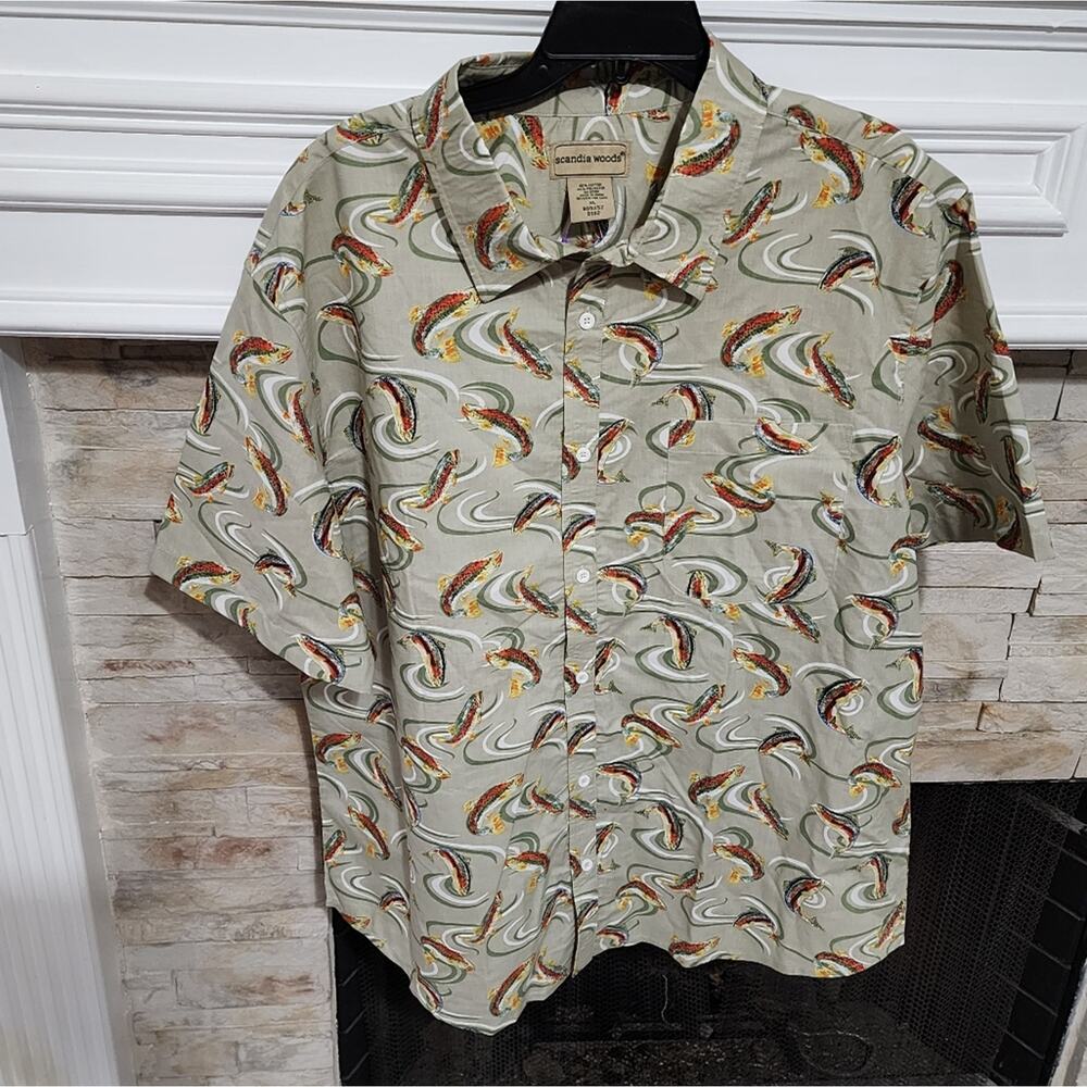 Scandia‎ Woods  fishing button down men's shirt size XL NEW